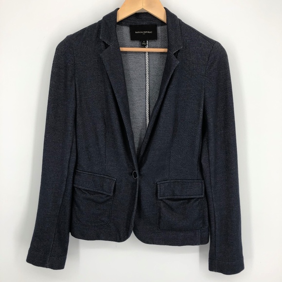 Banana Republic Womens Blazer Size 6 Blue Single Button Vented Lapels Office - Picture 1 of 13
